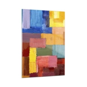Obraz na szkle - Abstrakcyjna kompozycja kolorowych prostokątów - 50x70cm - Każdy inny, wszystkie barwne - Nowoczesna dekoracja ścienna do salonu, kuchni i sypialni ARTTOR
