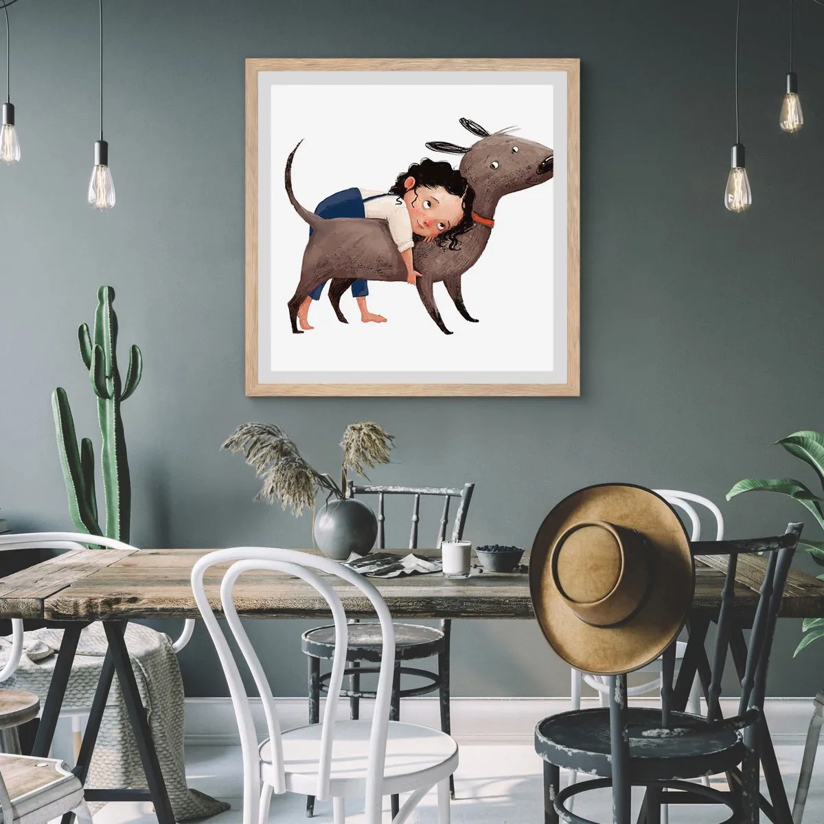 Plakat w ramie jasny dąb - Najlepsi przyjaciele - 60x60 cm