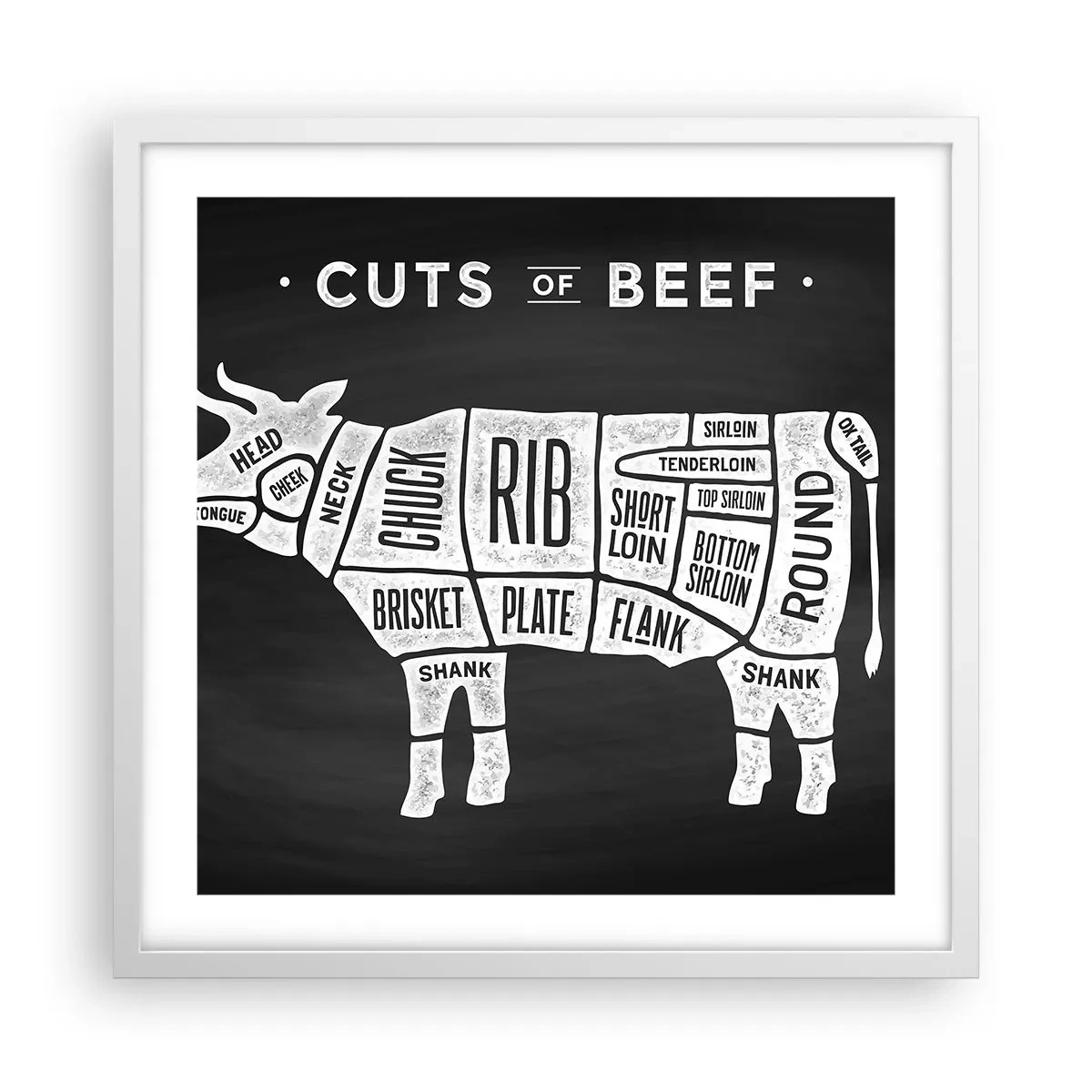 Plakat w białej ramie - Elementarz masarza - 50x50 cm