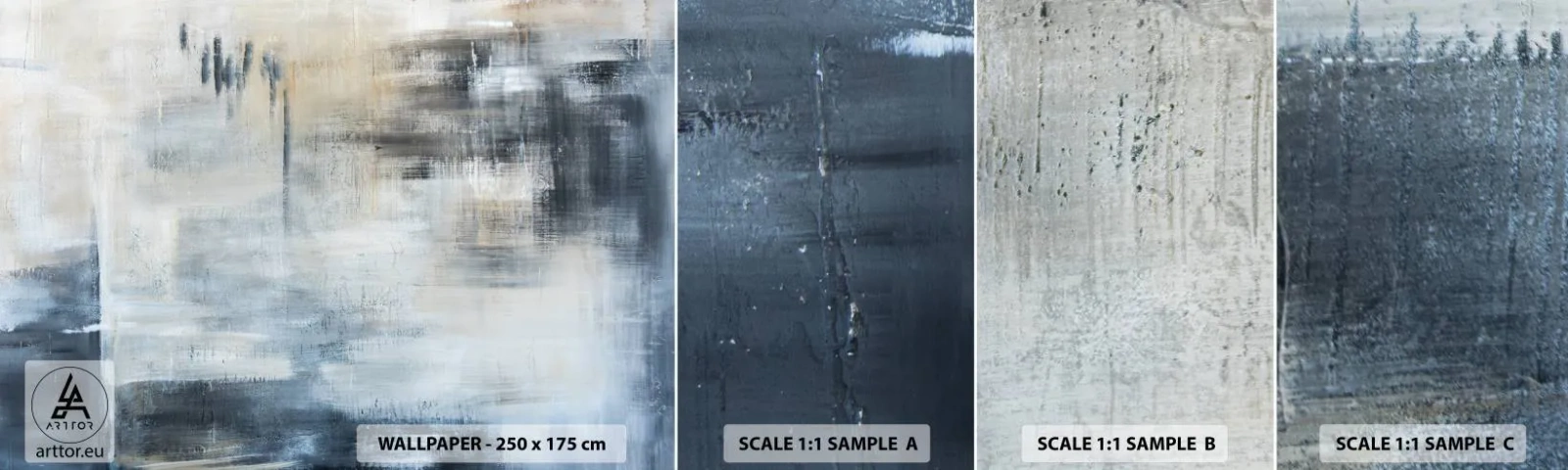 Fototapeta Próbka Samoprzylepna Deluxe Sticker - Za zasłoną błękitu - Sztuka, Abstrakcja, Industrialny - 100x30 cm