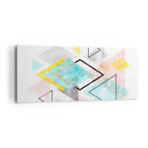 Obraz na płótnie - Kolorowe geometryczne wzory na białym tle - 120x50cm - Igraszka geometryczna - Nowoczesna dekoracja ścienna do salonu i sypialni ARTTOR
