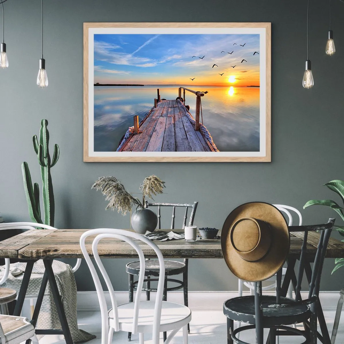 Plakat w ramie jasny dąb - Iść przed siebie ku słońcu - 100x70 cm