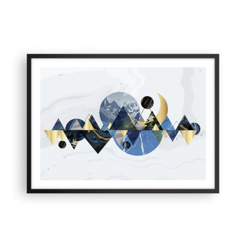Plakat w czarnej ramie - Abstrakcyjne geometryczne wzory z motywem gór - 70x50cm - Pejzaż geometryczny - Nowoczesna dekoracja ścienna do salonu i sypialni ARTTOR