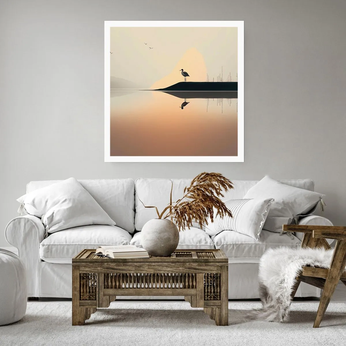 Plakat - Pan na jeziorze - 40x40 cm