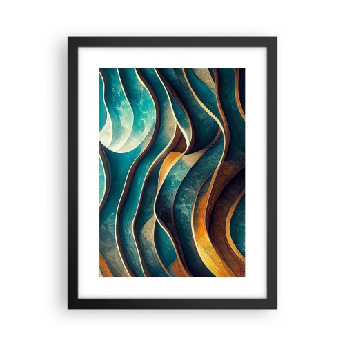 Plakat w czarnej ramie - Meandry błękitu - 30x40 cm