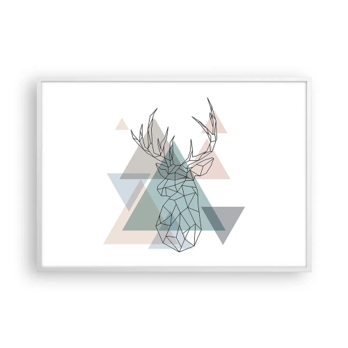 Plakat w białej ramie - W geometrycznym lesie - 100x70 cm