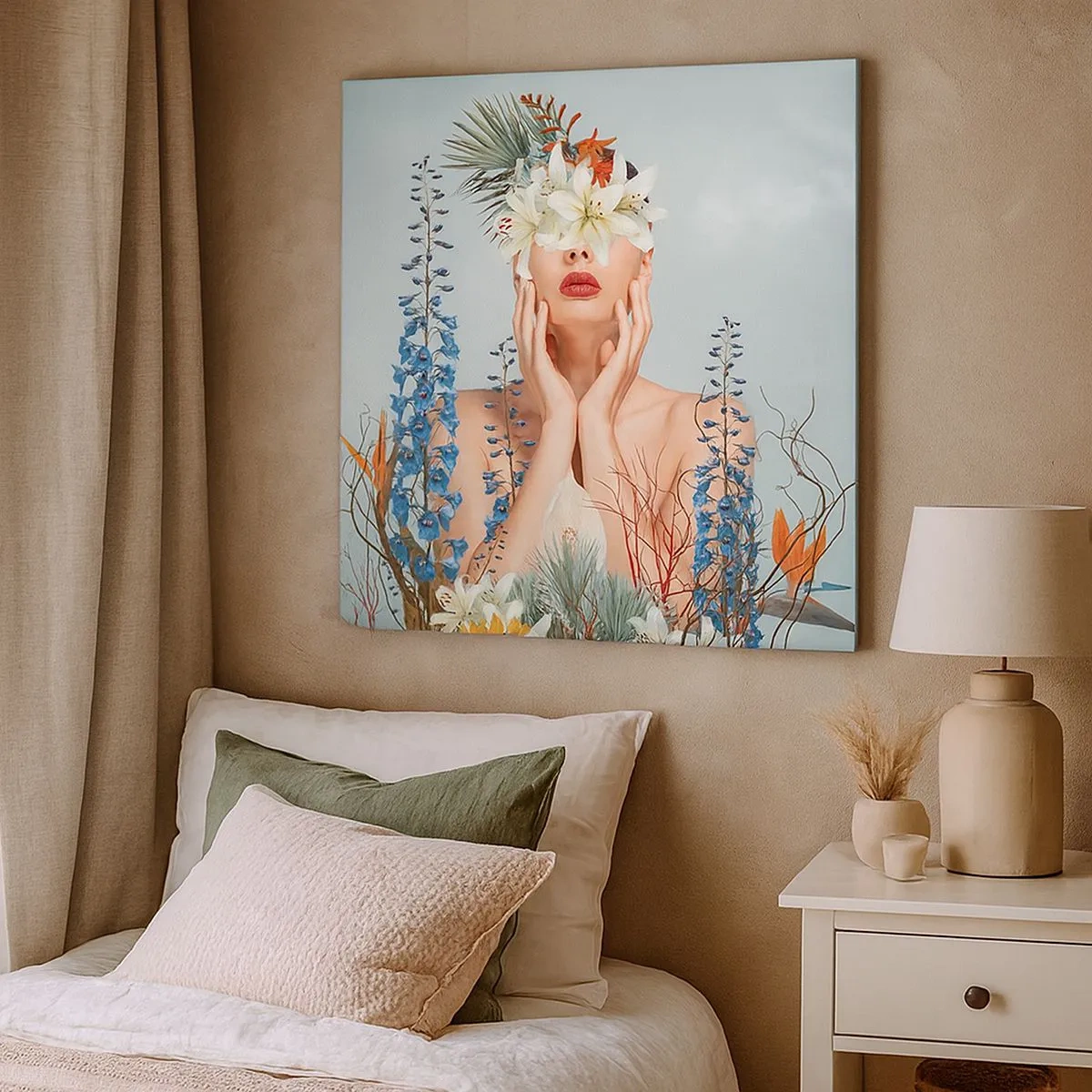 Obraz na płótnie - Kobieta – kwiat - 30x30 cm