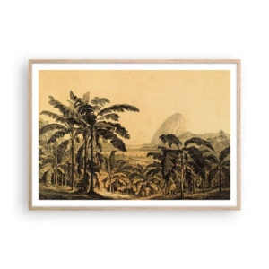 Plakat w ramie jasny dąb - w kolonialnym klimacie - 100x70 cm