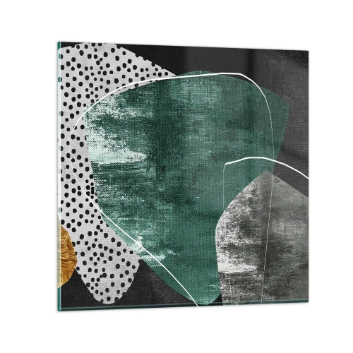 Obraz na szkle - Barwna abstrakcja z płatkiem złota - 60x60 cm