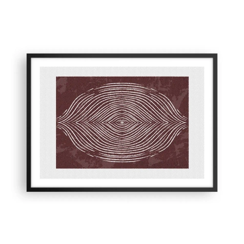 Plakat w czarnej ramie - Symetryczne fale w białych liniach na brązowym tle - 70x50cm - Przestrzeń mówi - Nowoczesna dekoracja ścienna do salonu i sypialni ARTTOR