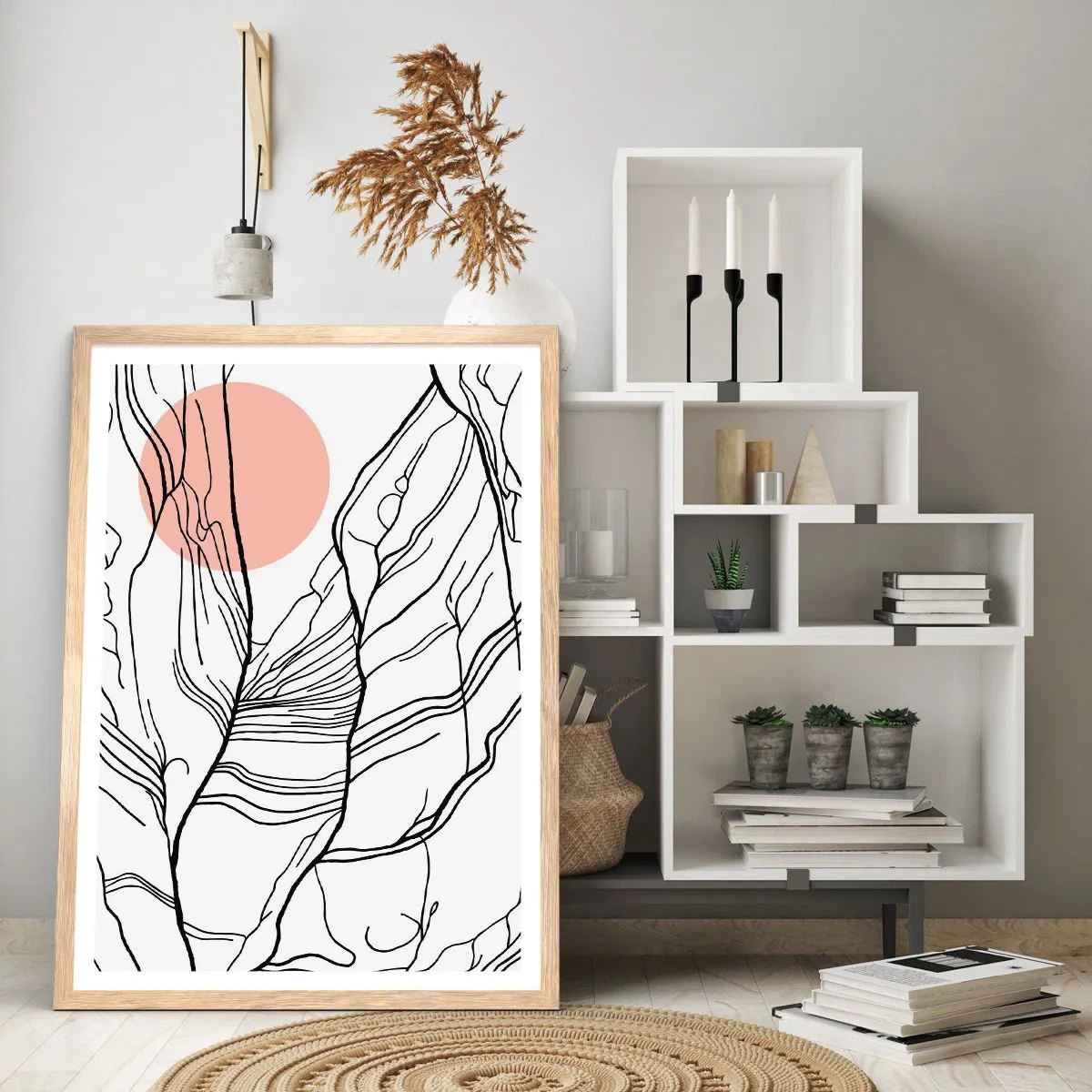 Plakat w ramie jasny dąb - W sieci gałązek - 30x40 cm