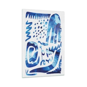 Obraz na szkle - Abstrakcyjny wzór w odcieniach niebieskiego - 80x120cm - Powrót do korzeni - Nowoczesna dekoracja ścienna do salonu i sypialni ARTTOR