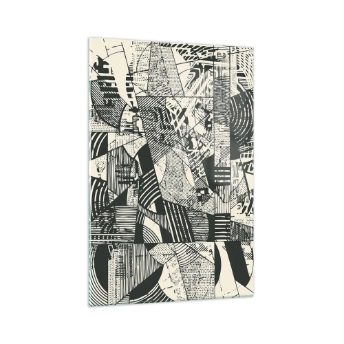 Obraz na szkle - Geometryczne abstrakcyjne wzory w odcieniach zieleni na jasnym tle - 70x100cm - Dynamika współczesności - Nowoczesna dekoracja ścienna do salonu i sypialni ARTTOR