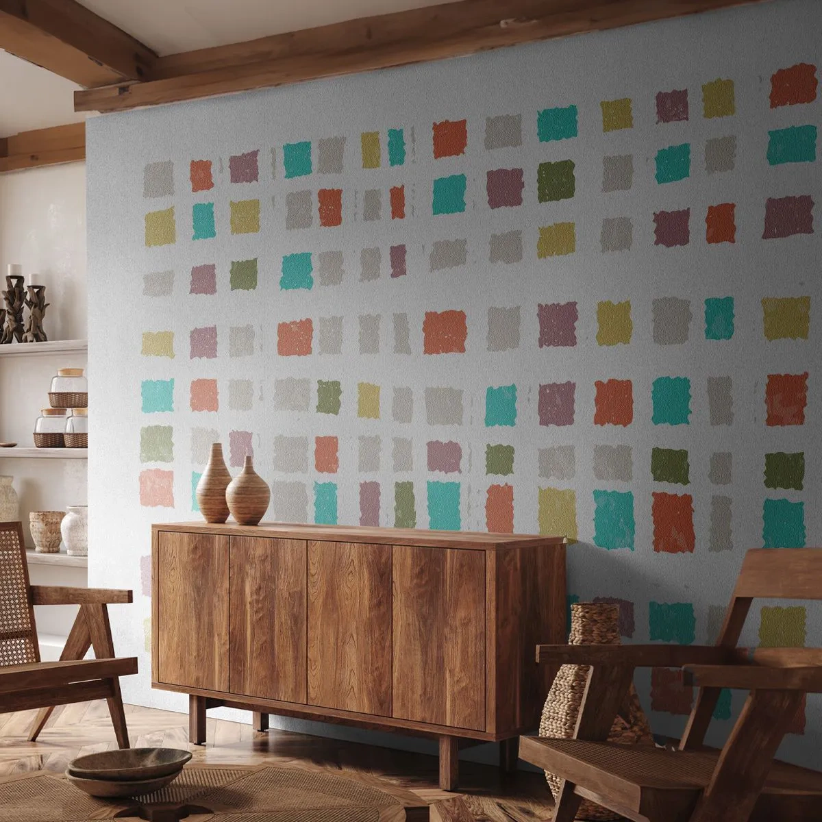 Fototapeta Standard Eco - Nieznana gra - Pastelowe, Kwadraty, Minimalizm - 300x210 cm