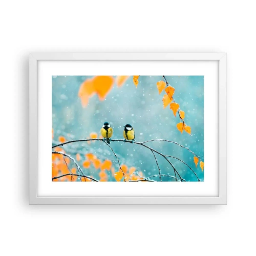 Plakat w białej ramie - Ptasie plotki - 40x30 cm