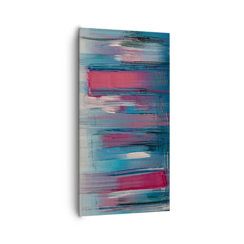 Obraz na płótnie - Kompozycja wertykalna w błękicie i czerwieni - 65x120 cm