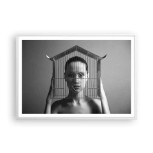 Plakat w białej ramie - Portret nieco surrealistyczny - 100x70 cm