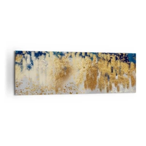 Obraz na płótnie - Abstrakcyjna kompozycja w odcieniach złota i granatu - 160x50cm - Nowoczesna kompozycja z błyskiem - Nowoczesna dekoracja ścienna do salonu i sypialni ARTTOR