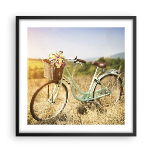 Plakat w czarnej ramie - Zostanę tu chwilę - 50x50 cm