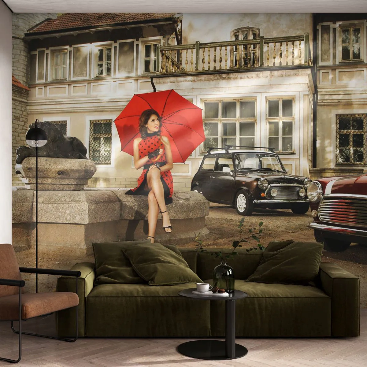 Fototapeta Premium Sand - Minipodróż sentymentalna - Kobieta, Architektura, Samochód - 400x280 cm