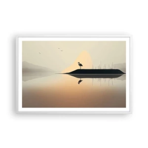 Plakat w białej ramie - Pan na jeziorze - 91x61 cm