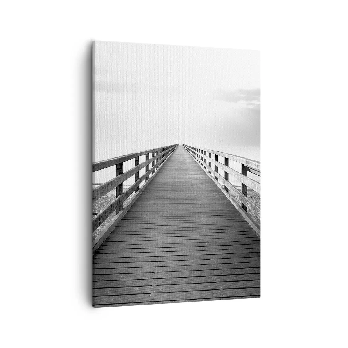 Obraz na płótnie - Drewniane molo prowadzące w nieskończoność w odcieniach szarości - 50x70cm - W siną dal… - Nowoczesna dekoracja ścienna do salonu, kuchni i sypialni ARTTOR