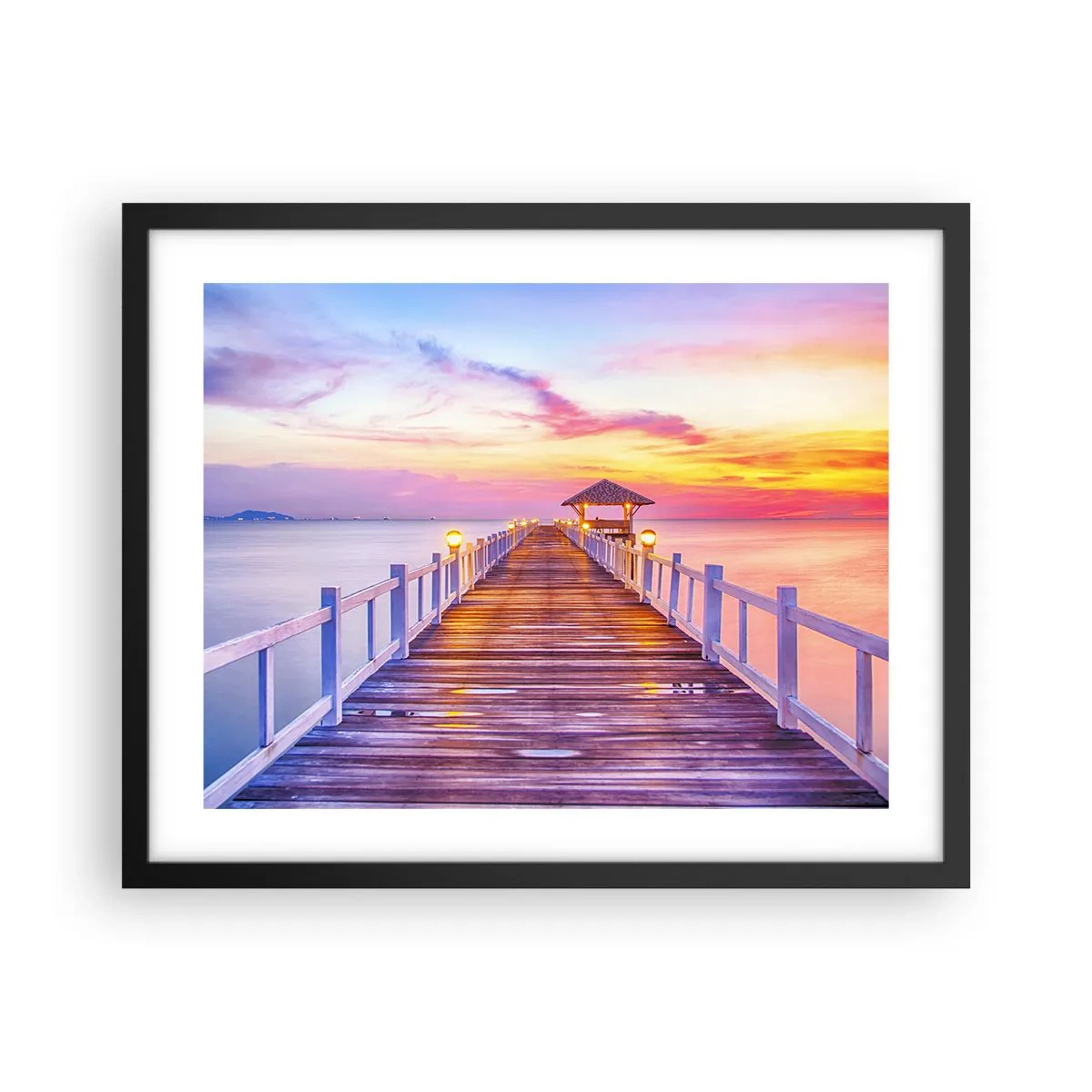 Plakat w czarnej ramie - Liliowo-złota cisza wieczoru - 50x40 cm