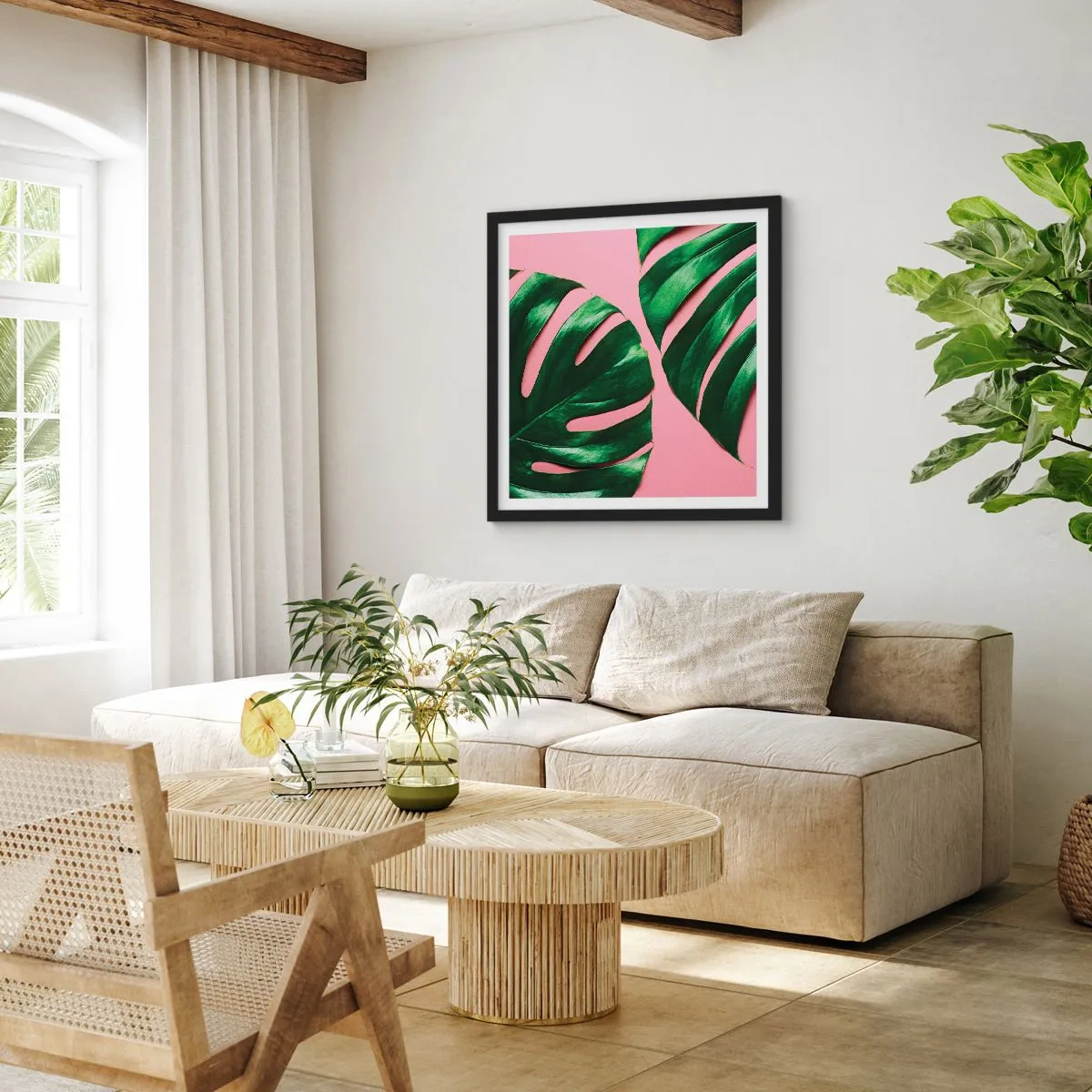 Plakat w czarnej ramie - Zielone rendez-vous - 40x40 cm