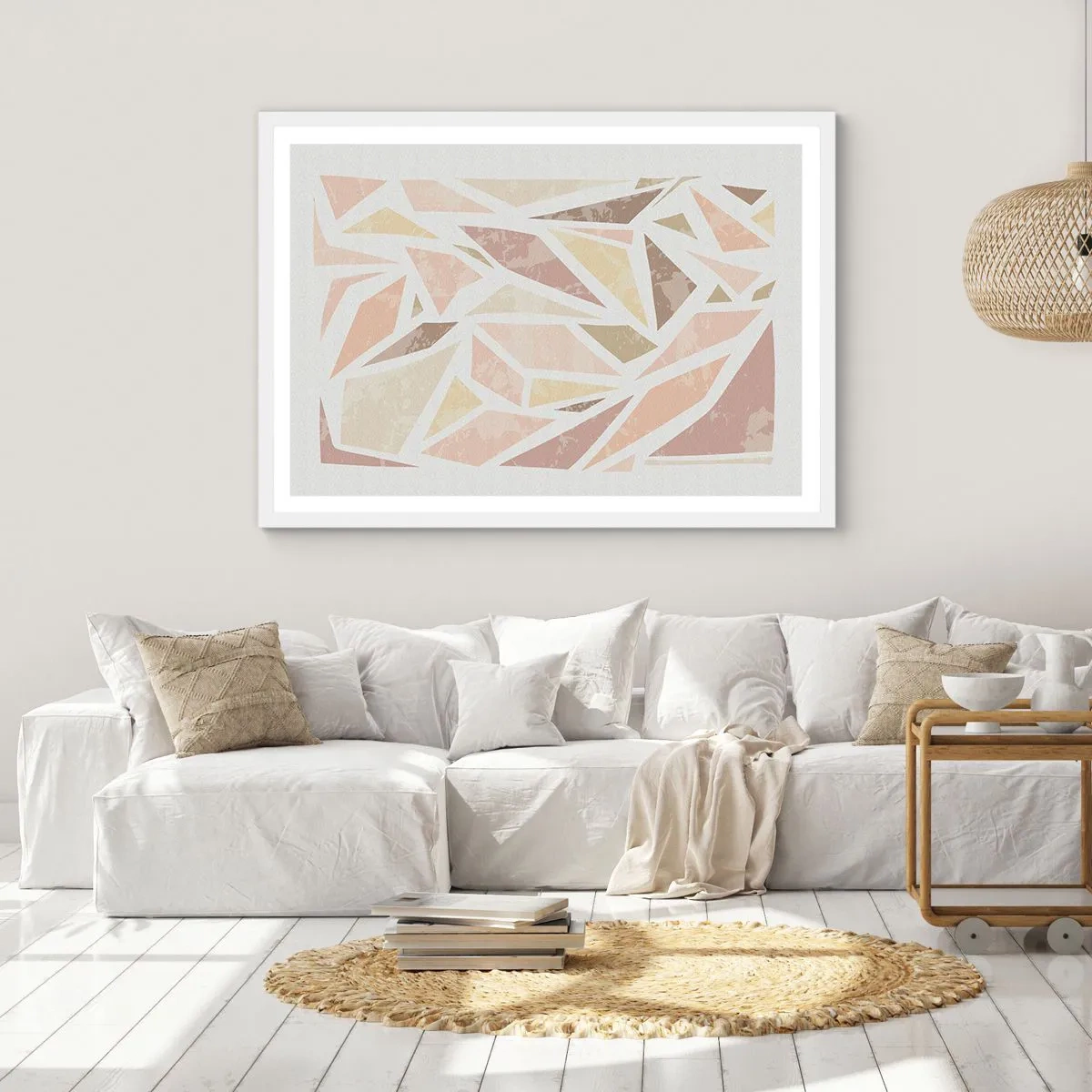 Plakat w białej ramie - Kompozycja witrażowa - 50x40 cm