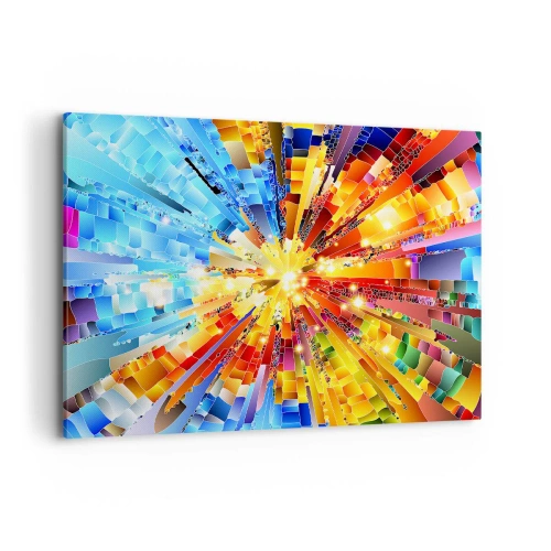 Obraz na płótnie - Dynamiczna eksplozja barw i światła - 100x70cm - In medias res - Nowoczesna dekoracja ścienna do salonu, kuchni i sypialni ARTTOR