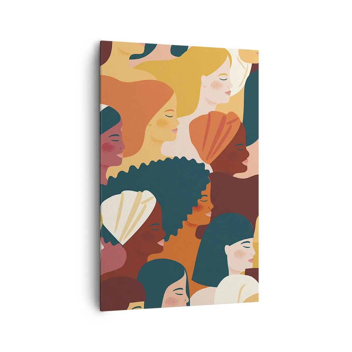 Obraz na płótnie - Kolorowe profile kobiet w różnorodnych stylizacjach - 80x120cm - Tylko kobiecość - Nowoczesna dekoracja ścienna do salonu i sypialni ARTTOR