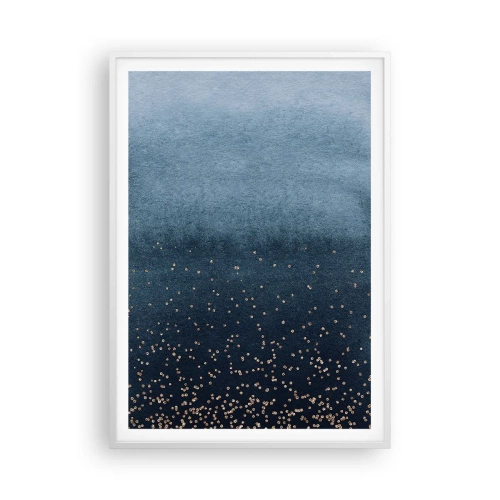 Plakat w białej ramie - Kompozycja – niebieskie fazy - 70x100 cm