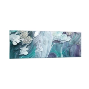 Obraz na szkle - Nurty błękitu - 90x30 cm