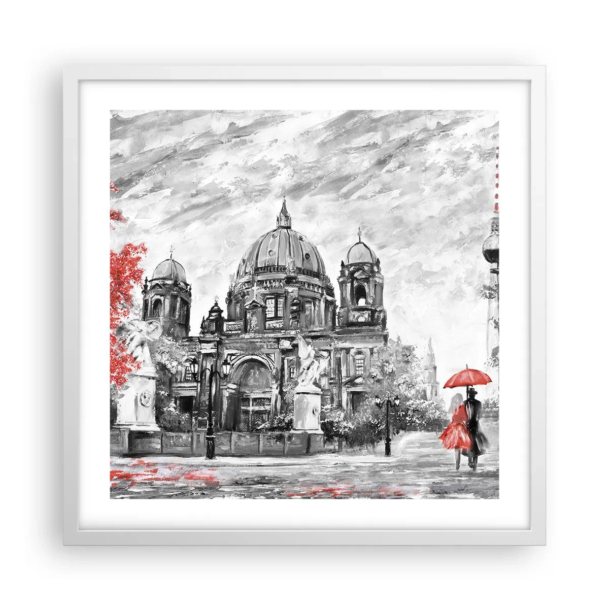 Plakat w białej ramie - Berlińskie spotkanie - 50x50 cm