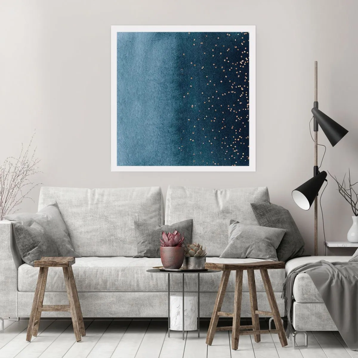 Plakat - Kompozycja – niebieskie fazy - 50x50 cm