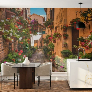 Fototapeta Standard Eco - Włoski zaułek - Miasto, Kwiaty, Architektura - 200x140 cm