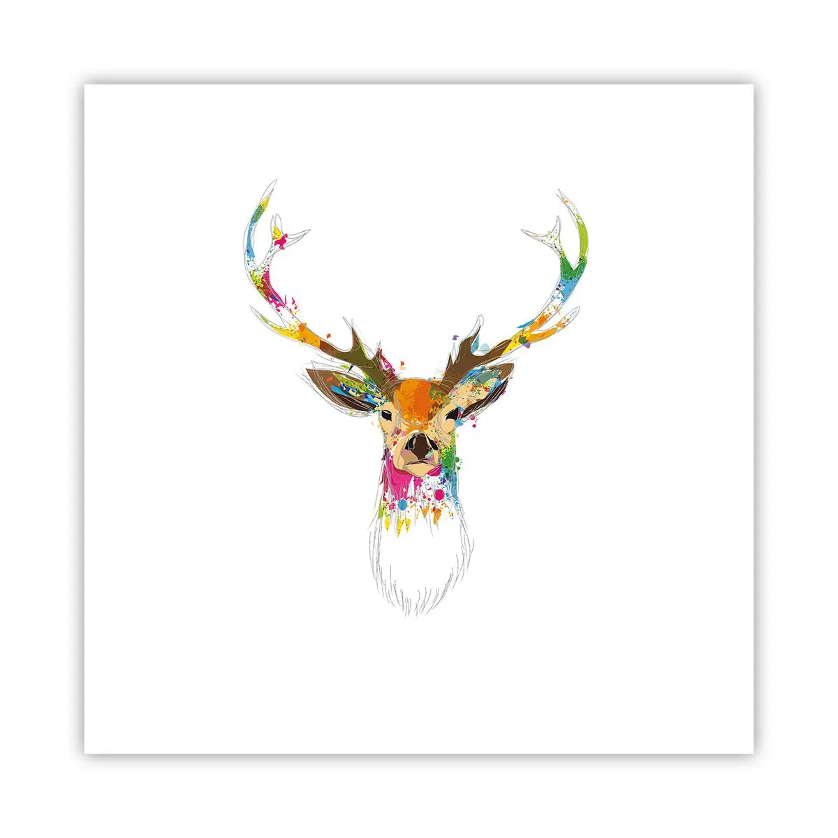 Plakat - Łagodny jelonek skąpany w kolorze - 40x40 cm