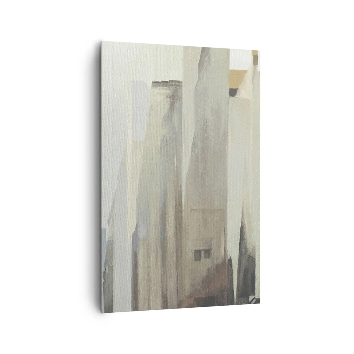 Obraz na płótnie - Abstrakcyjny krajobraz miasta w pastelowych odcieniach - 80x120cm - Sen o mieście - Nowoczesna dekoracja ścienna do salonu i sypialni ARTTOR