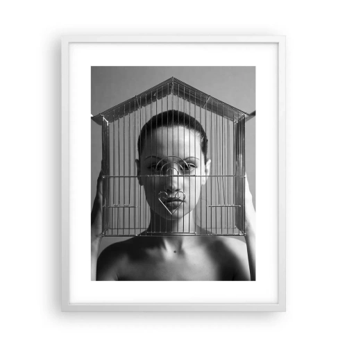 Plakat w białej ramie - Portret nieco surrealistyczny - 40x50 cm