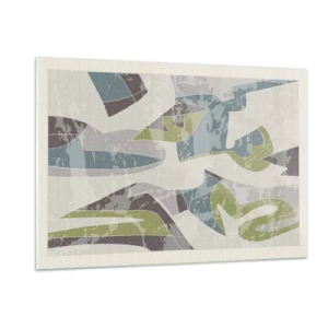 Obraz na szkle - Geometryczna kompozycja w zieleni i szarości - 120x80cm - Kompozycja za szybą - Nowoczesna dekoracja ścienna do salonu, kuchni i sypialni ARTTOR