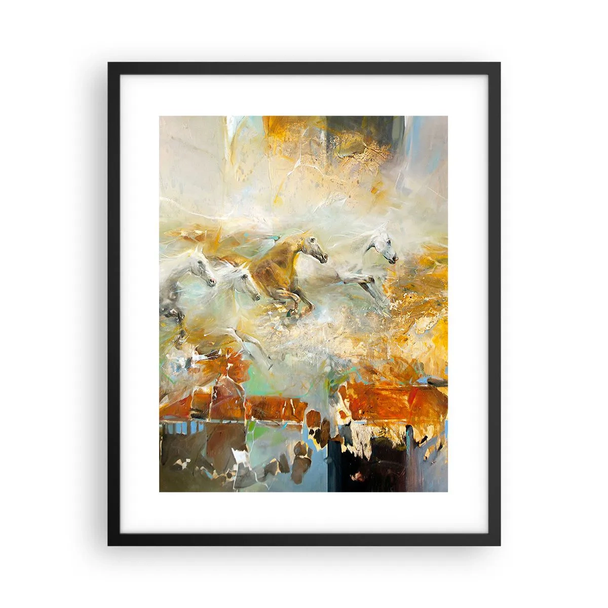 Plakat w czarnej ramie - Galopem przez światło - 40x50 cm
