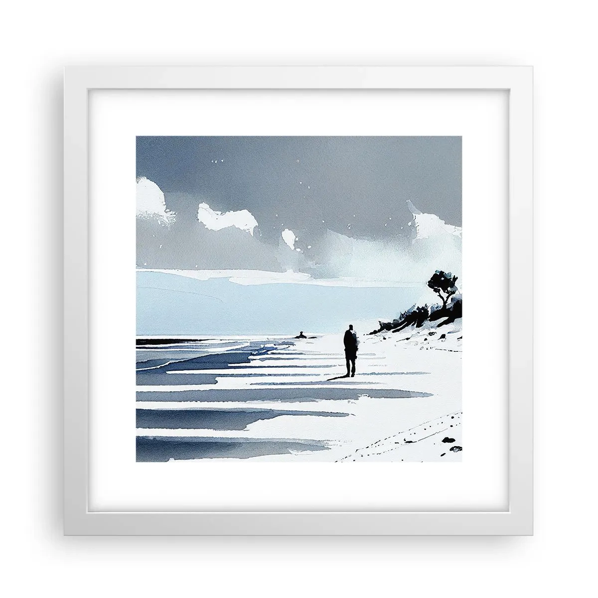 Plakat w białej ramie - Sam na sam - 30x30 cm