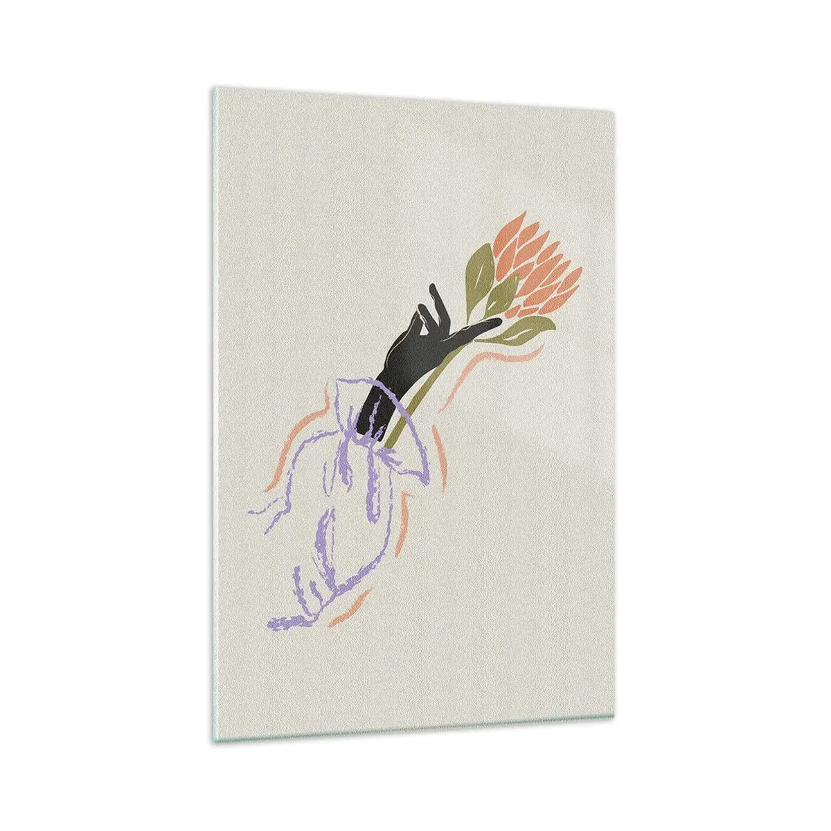 Obraz na szkle - Minimalistyczny bukiet kwiatów w delikatnym stylu - 80x120cm - Siostrzany dotyk - Nowoczesna dekoracja ścienna do salonu i sypialni ARTTOR