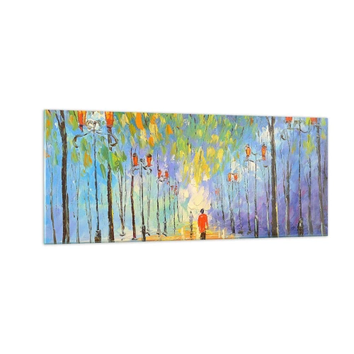 Obraz na szkle - Nocna piosenka deszczu - 100x40 cm