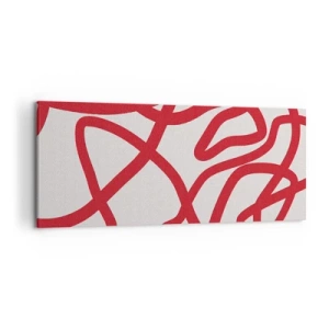 Obraz na płótnie - Czerwone abstrakcyjne linie na białym tle - 120x50cm - Czerwono na białym - Nowoczesna dekoracja ścienna do salonu i sypialni ARTTOR