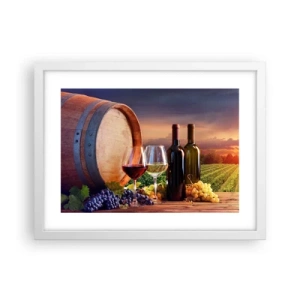 Plakat w białej ramie - Tu życie ma smak - 40x30 cm