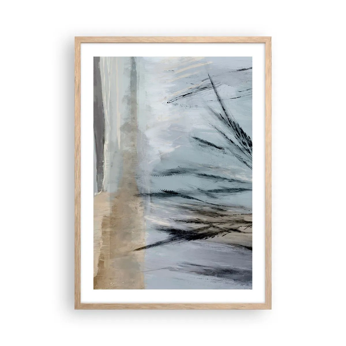 Plakat w ramie jasny dąb - Zimowe pola - 50x70 cm