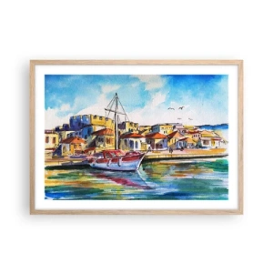 Plakat w ramie jasny dąb - Tęczowe popołudnie - 70x50 cm