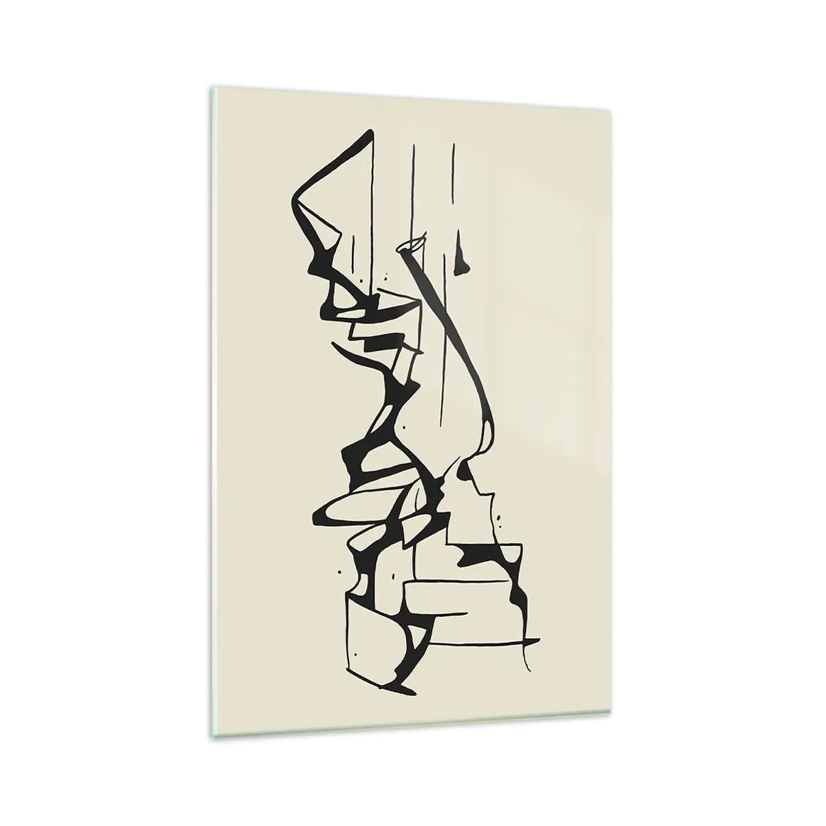 Obraz na szkle - Abstrakcyjny rysunek gór w czarno-białej kolorystyce - 80x120cm - Być może pejzaż - Nowoczesna dekoracja ścienna do salonu i sypialni ARTTOR