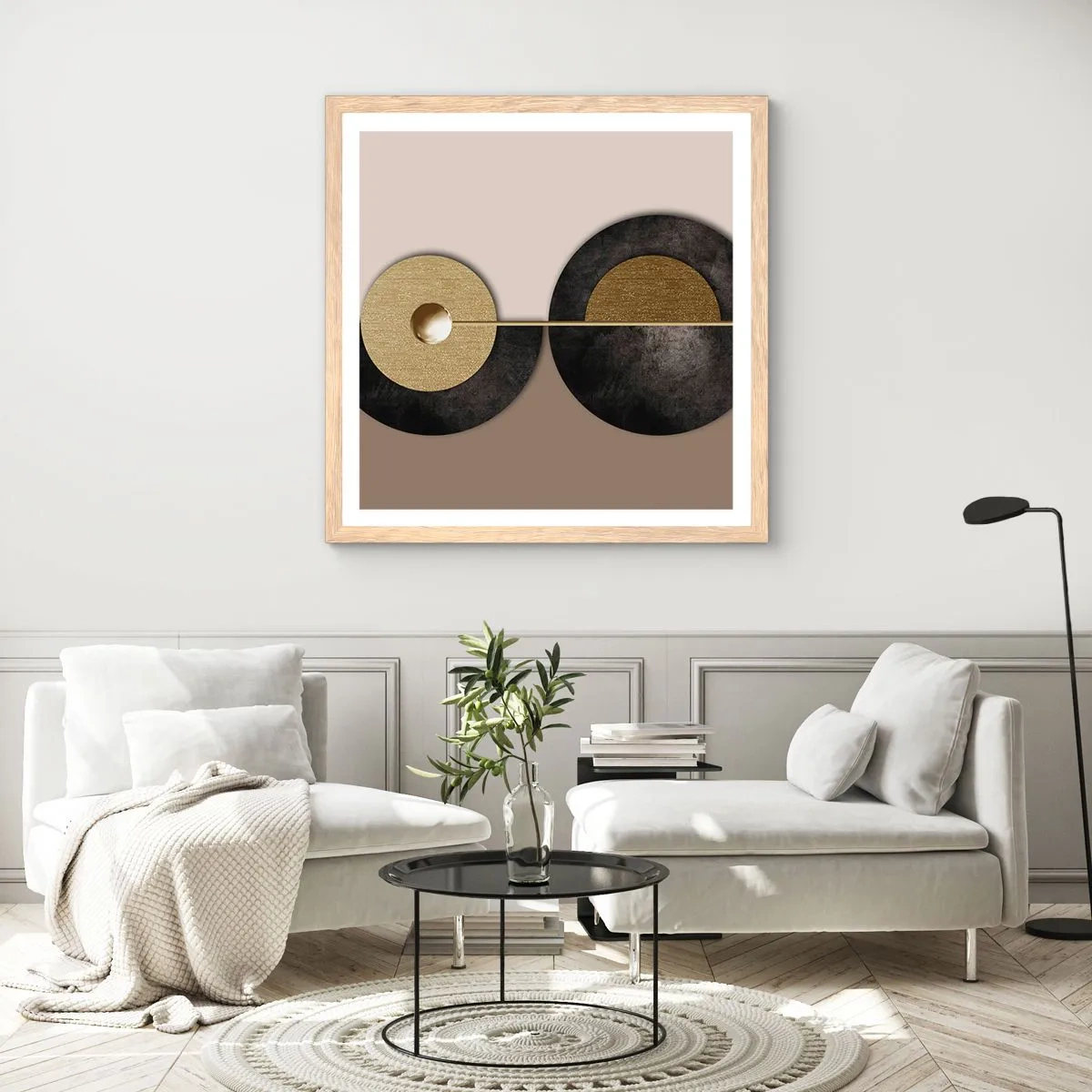 Plakat w ramie jasny dąb - Wariacje wokół koła - 60x60 cm